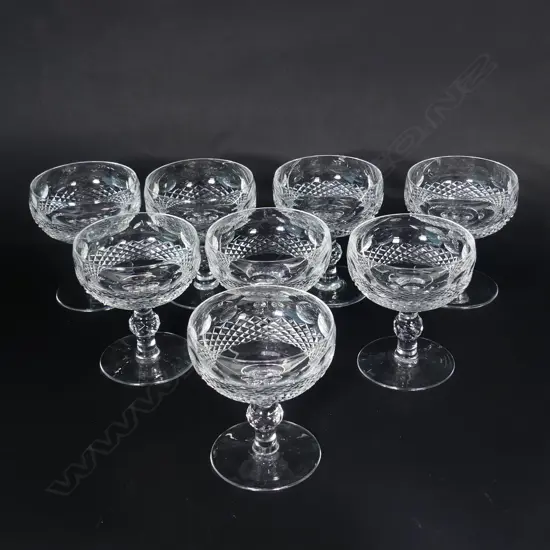 Eight Waterford crystal champagne coupes