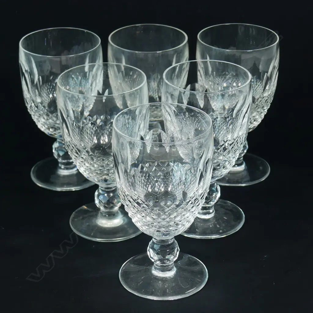 Six Waterford crystal short knopped stemmed wine glasses Image 1++
