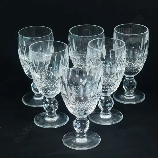 Six Waterford crystal port wine glasses
