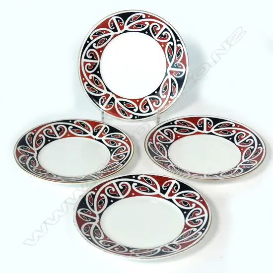 Four Royal Doulton Maori Art small side plates