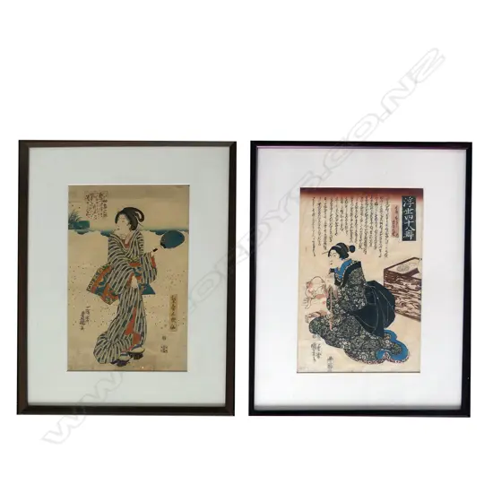 Two Japanese ukiyo-e woodblock prints