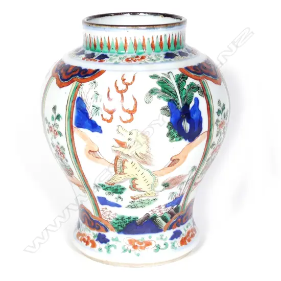 An old hand painted Chinese wucai vase