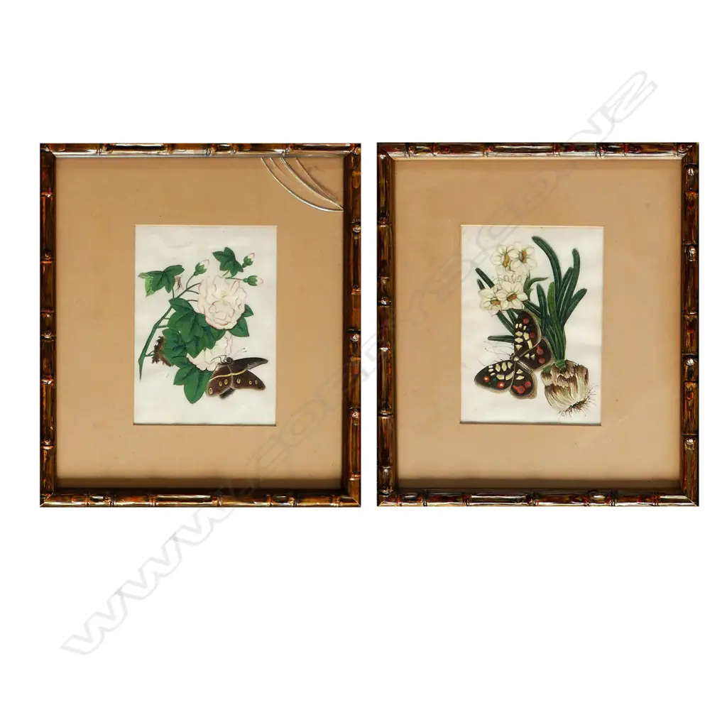 A pair of 19thC fine Chinese watercolour paintings Image 1++