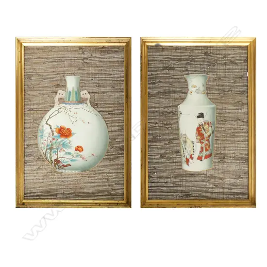 Two early 20thC lithographs of Chinese vases