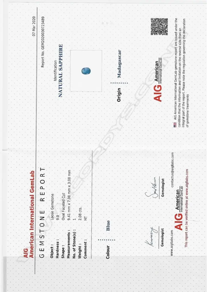 A 2.08ct oval facet cut Madagascar sapphire Image 1++