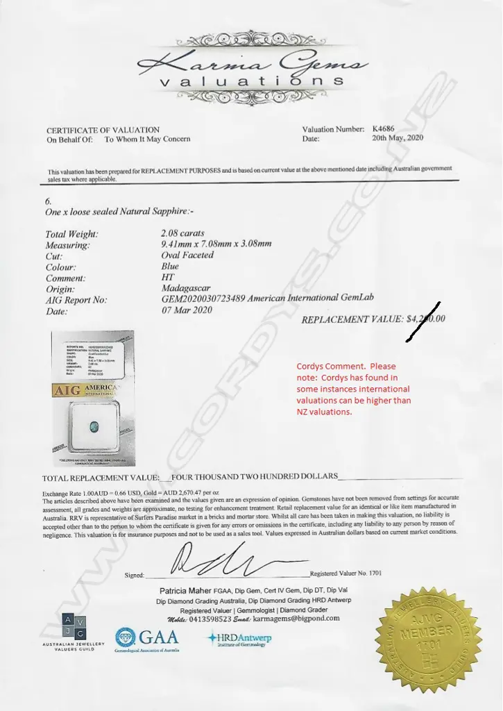 A 2.08ct oval facet cut Madagascar sapphire Image 1++