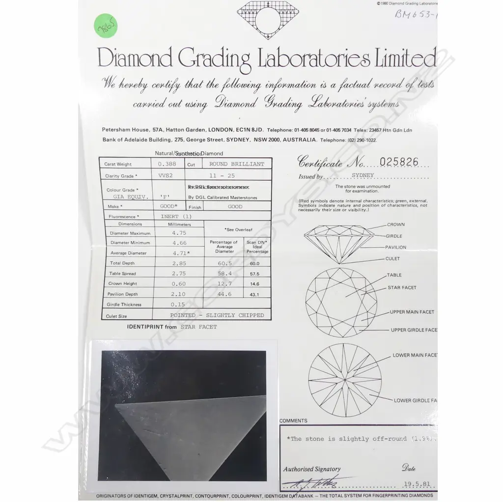 A 0.38ct round brilliant cut diamond Image 1++