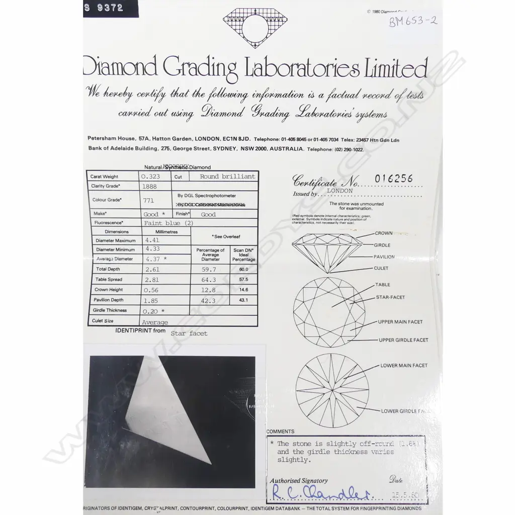 A 0.32ct round brilliant cut diamond Image 1++