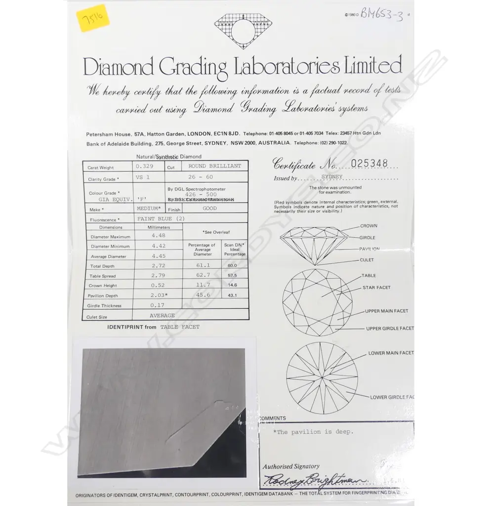 A 0.32ct round brilliant cut diamond Image 1++