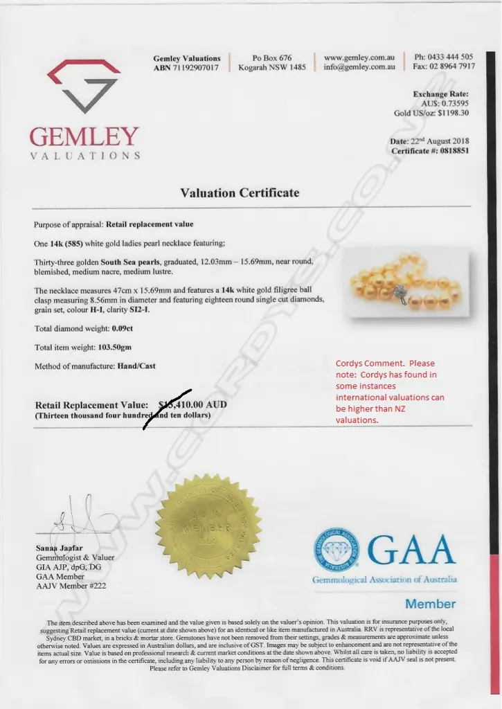 A South Sea pearl necklace Image 1++