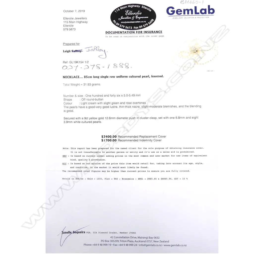 A cultured pearl necklace Image 1++