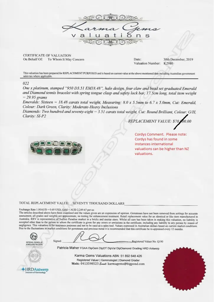 A platinum emerald and diamond bracelet Image 1++