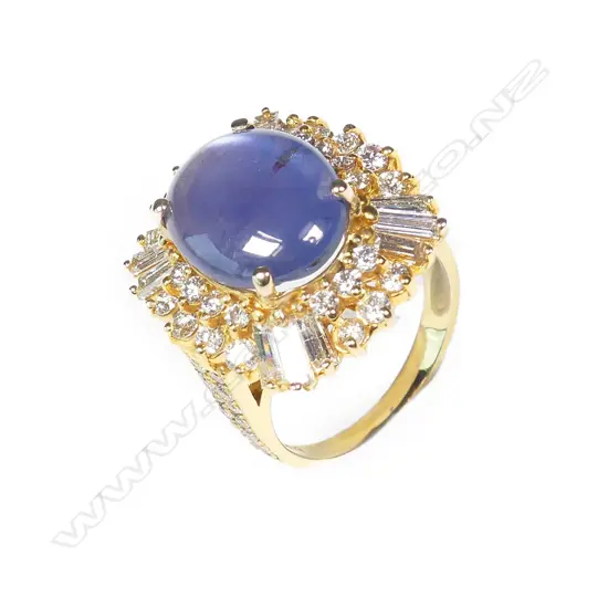 A 1970s impressive 18ct star sapphire and multi diamond 'Ballerina' ring