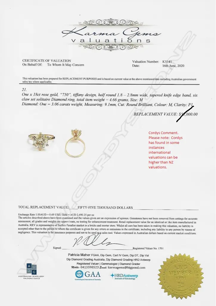 An 18ct rose gold and 3ct diamond solitaire ring Image 1++