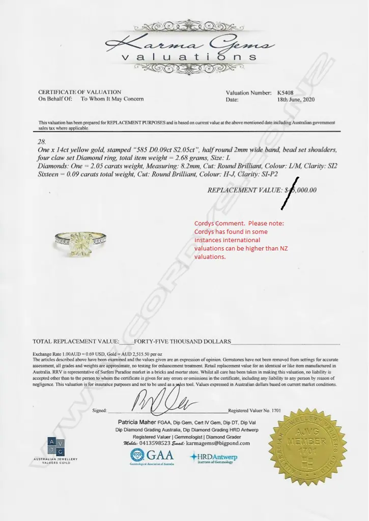 A 14ct gold and 2.05ct diamond solitaire ring Image 1++