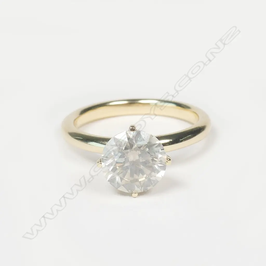 A 14ct gold and 2.51ct diamond solitaire ring Image 1++