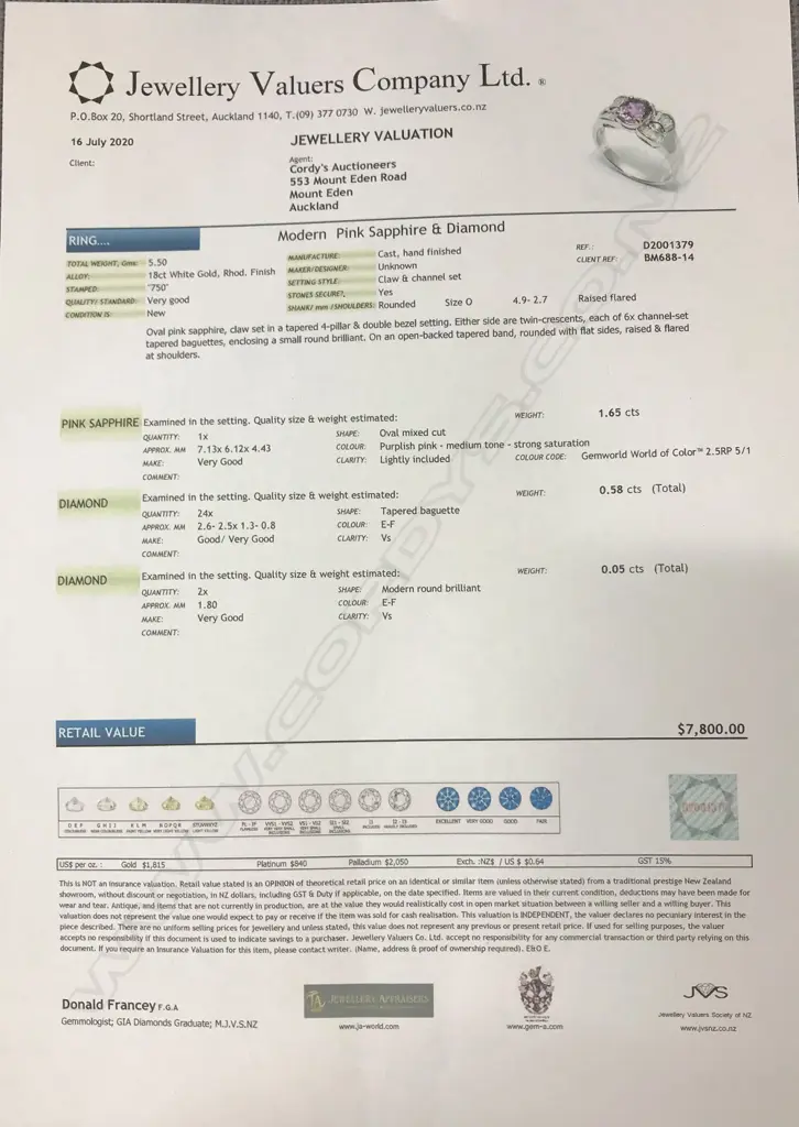 An 18ct white gold pink sapphire and diamond ring Image 1++