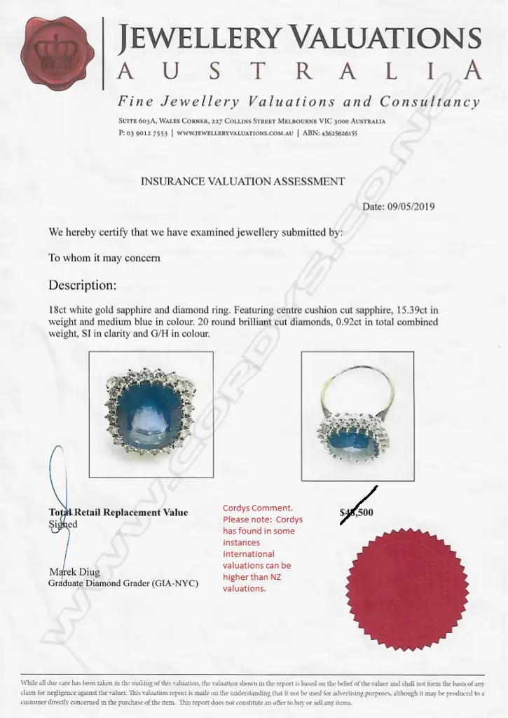 An 18ct white gold sapphire and diamond ring Image 1++