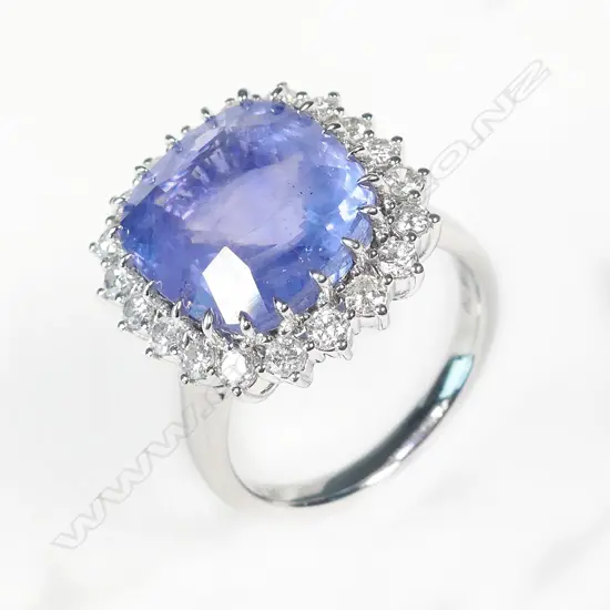 An 18ct white gold sapphire and diamond ring