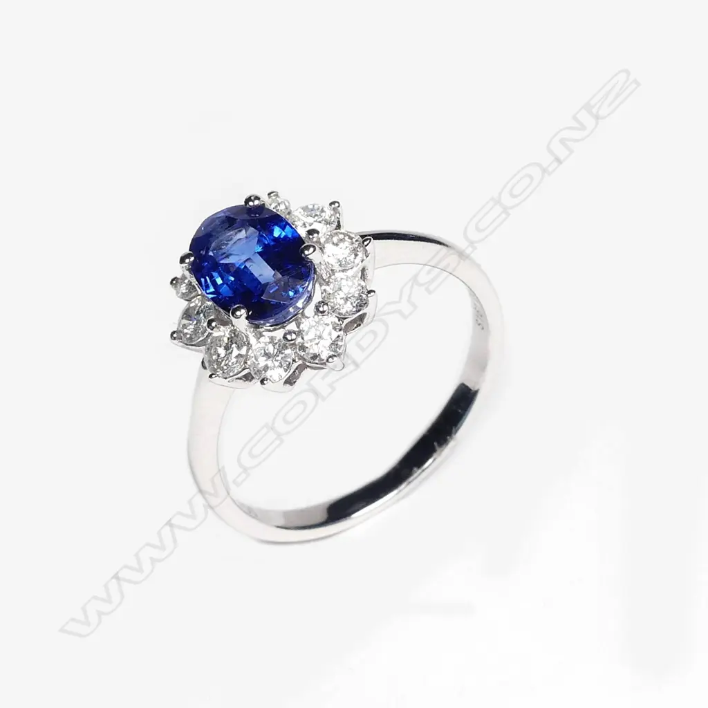 An 18ct. white gold diamond and kyanite ring Image 1++