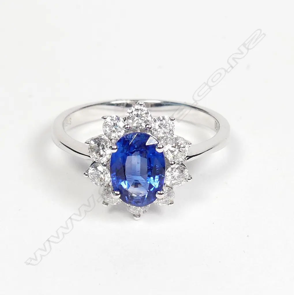 An 18ct. white gold diamond and kyanite ring Image 1++