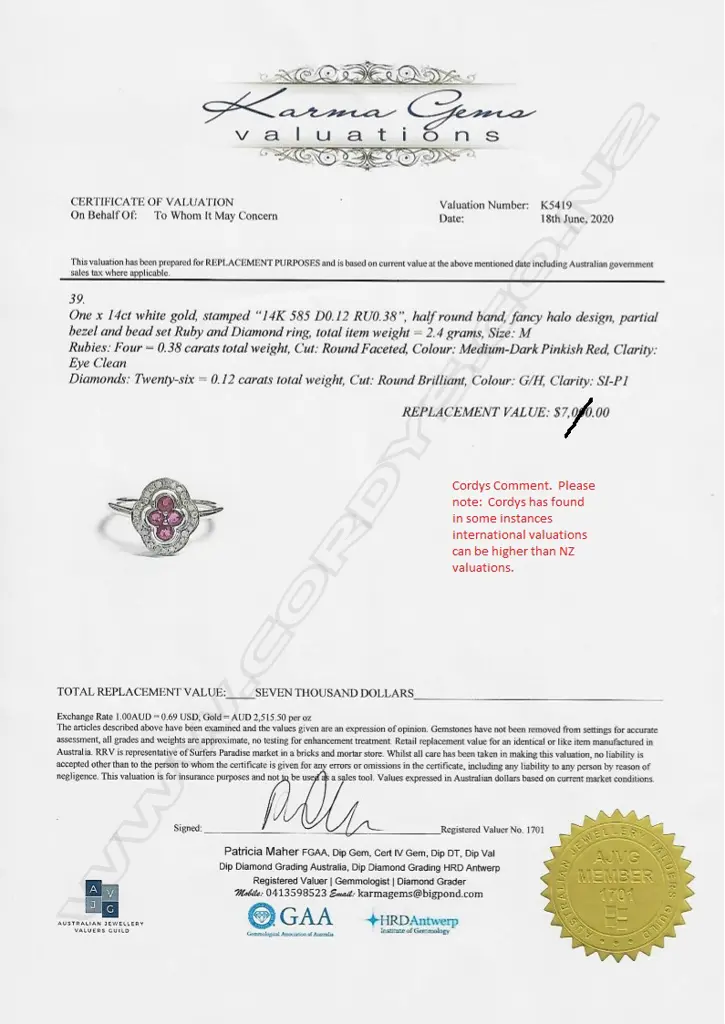 A 14ct white gold ruby and diamond ring Image 1++