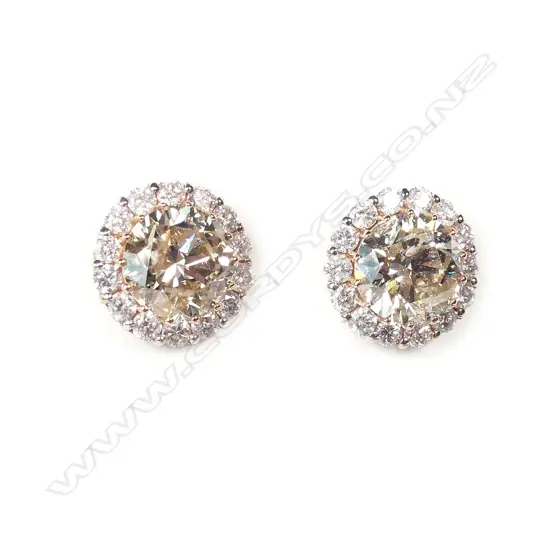 A pair of 14ct rose gold diamond stud earrings