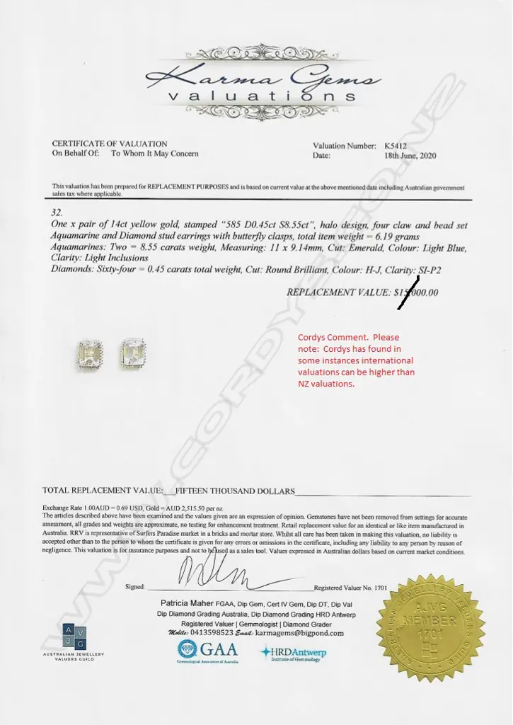 A pair of 14ct gold aquamarine and diamond stud earrings Image 1++