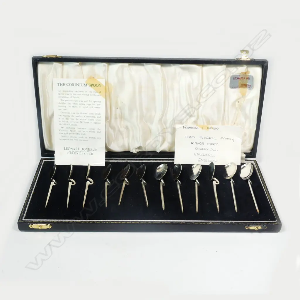 A cased set of twelve silver 'Corinium' coffee spoons Image 1++