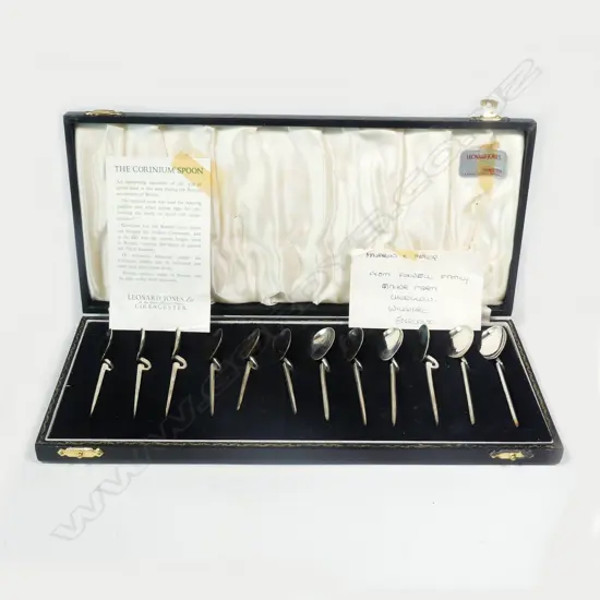 A cased set of twelve silver 'Corinium' coffee spoons