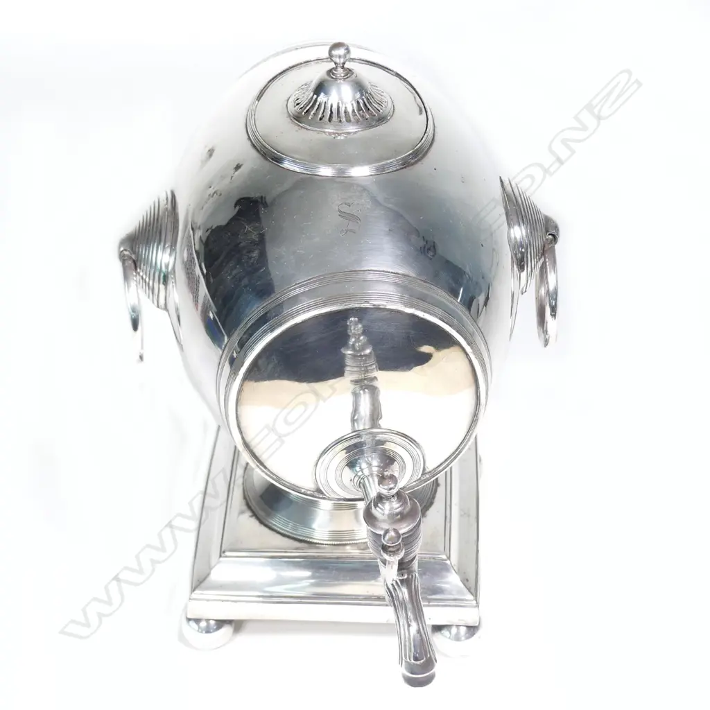 A Regency Old Sheffield Plate barrel form samovar Image 1++