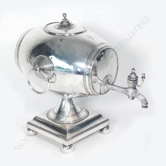 A Regency Old Sheffield Plate barrel form samovar