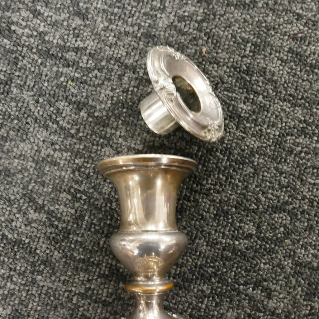 A pair of antique Old Sheffield Plate candlesticks Image 1++