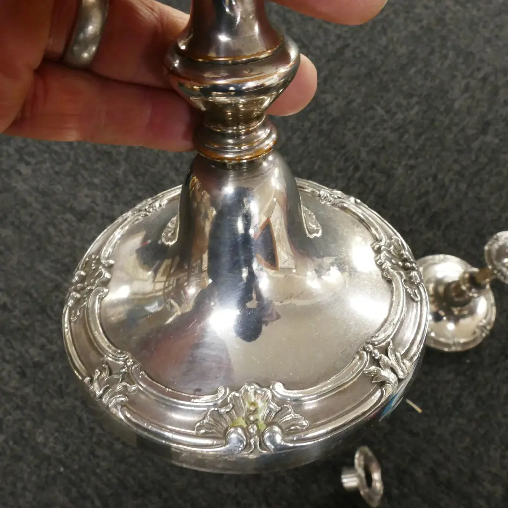 A pair of antique Old Sheffield Plate candlesticks Image 1++