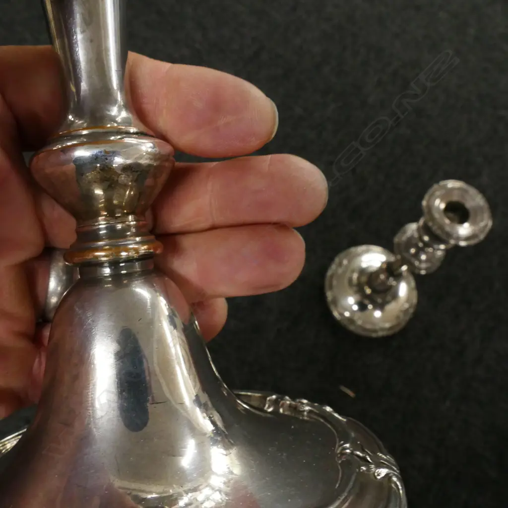 A pair of antique Old Sheffield Plate candlesticks Image 1++