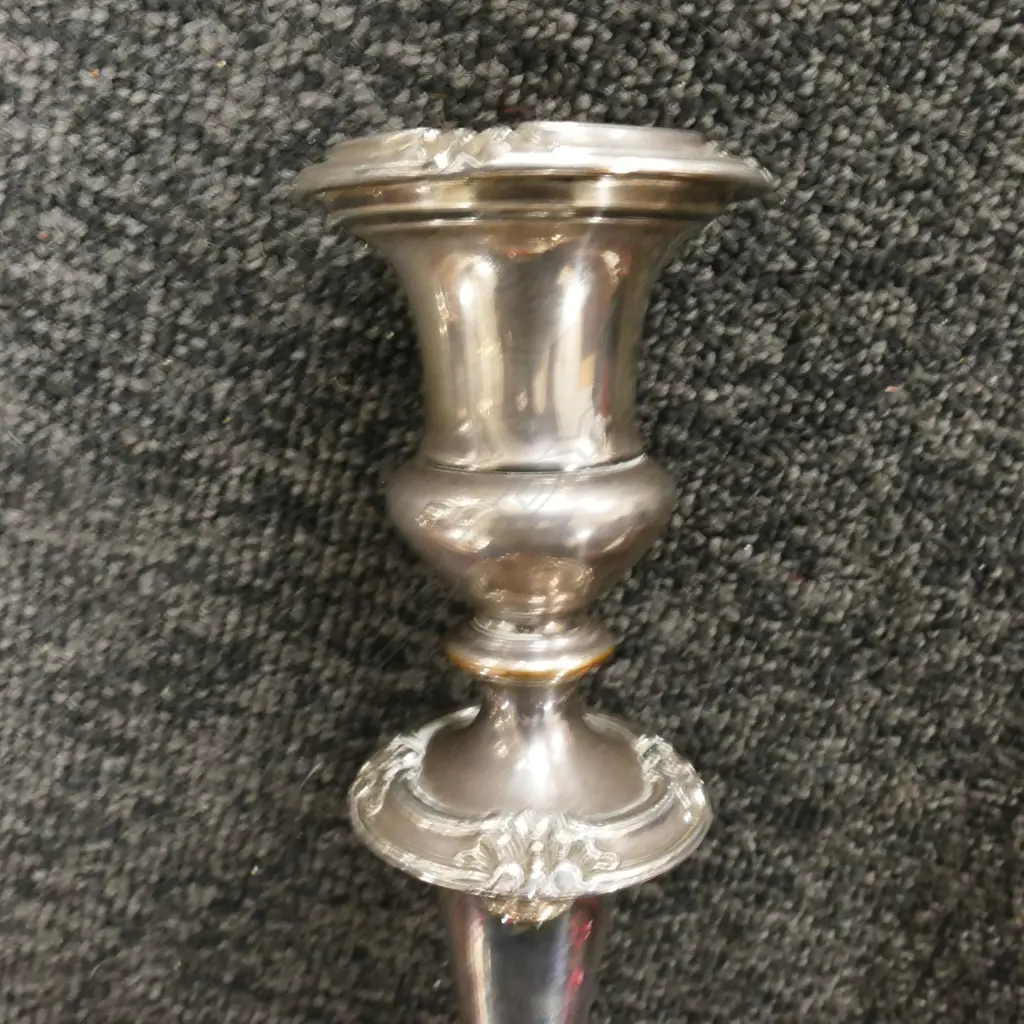 A pair of antique Old Sheffield Plate candlesticks Image 1++