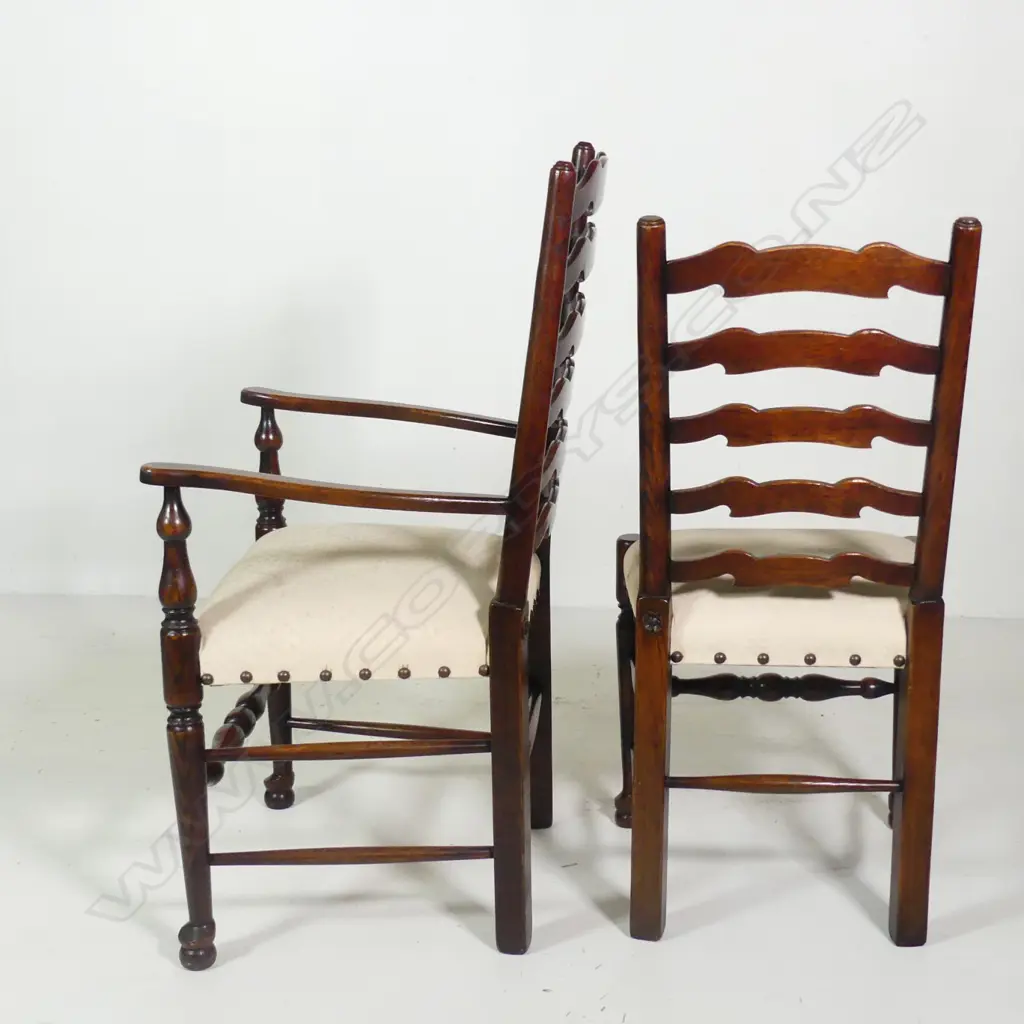 Five oak ladder back dining chairs Image 1++