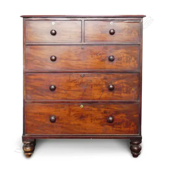 A Victorian mahogany five drawer chest