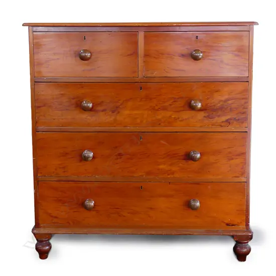 A colonial kauri five drawer chest