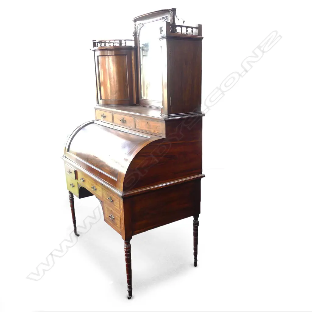 A Sheraton Revival cylinder desk Image 1++
