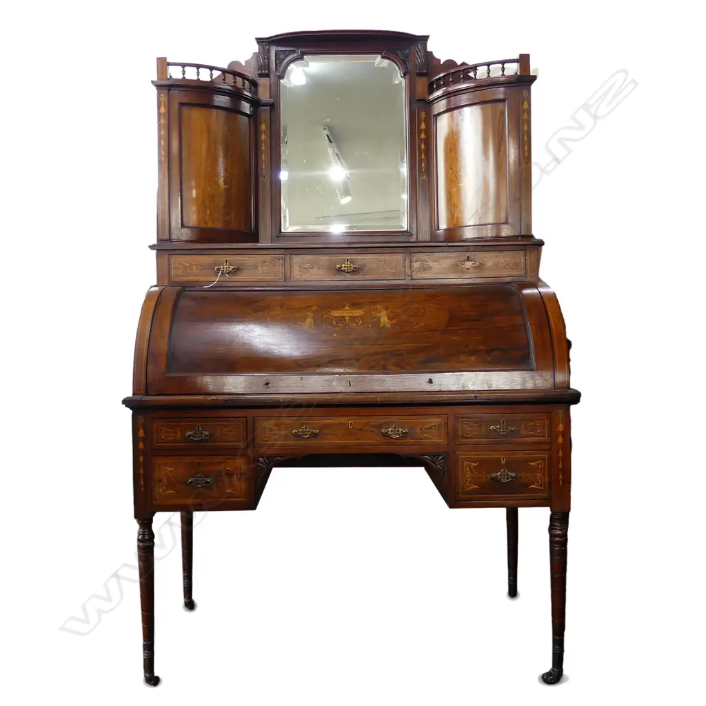 A Sheraton Revival cylinder desk Image 1++