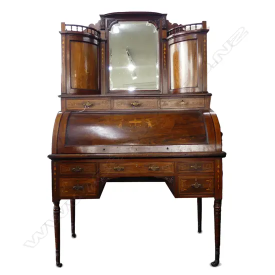 A Sheraton Revival cylinder desk