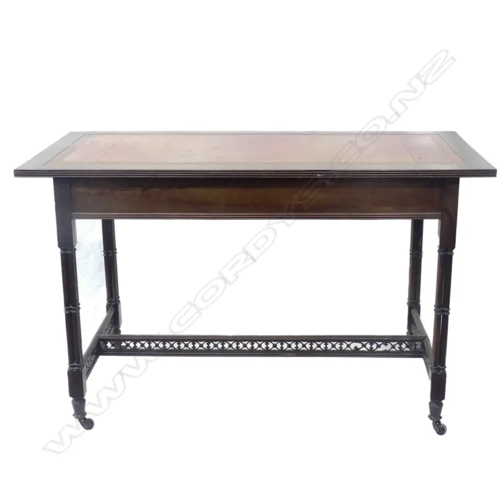 An Edwardian mahogany Chinese Chippendale style desk Image 1++