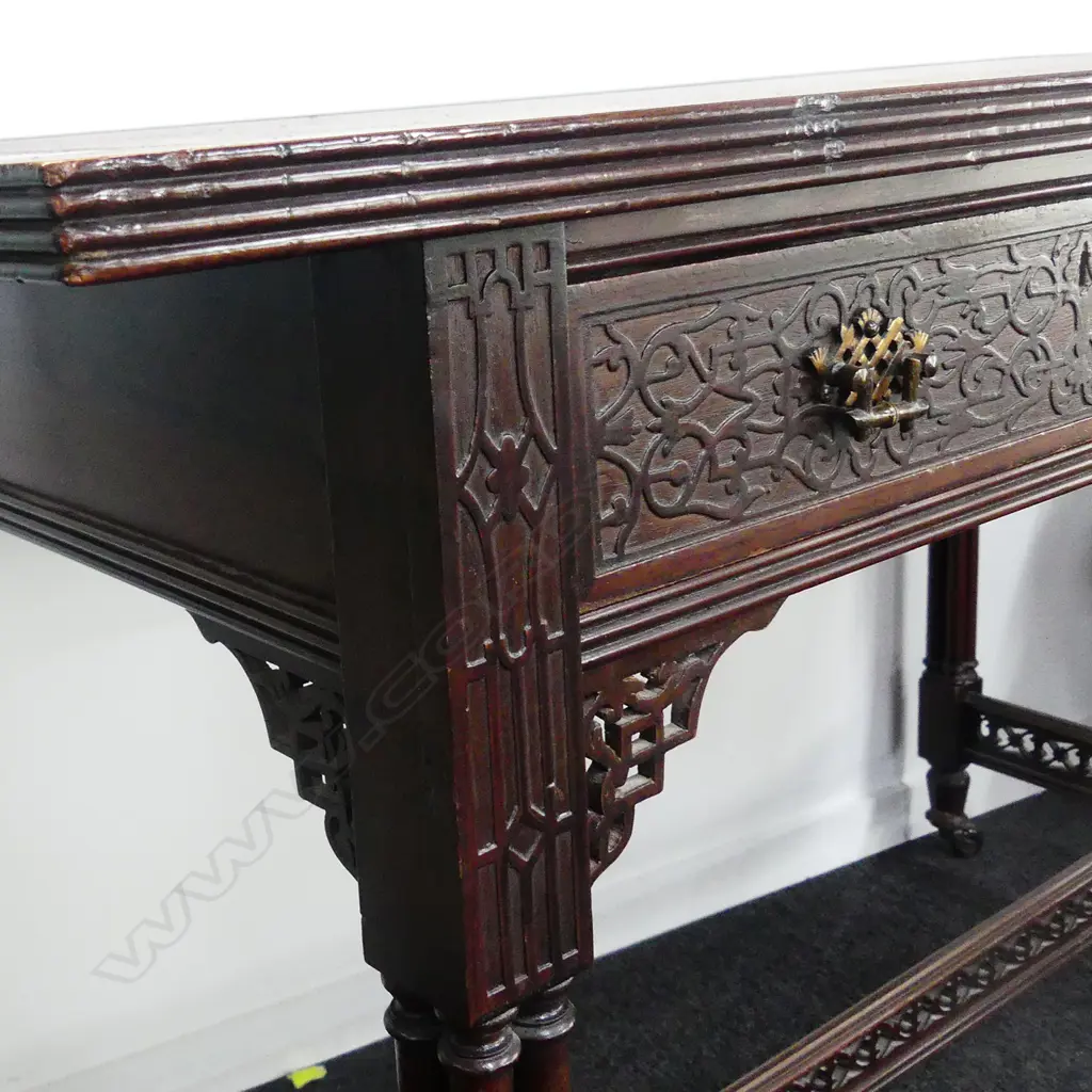 An Edwardian mahogany Chinese Chippendale style desk Image 1++