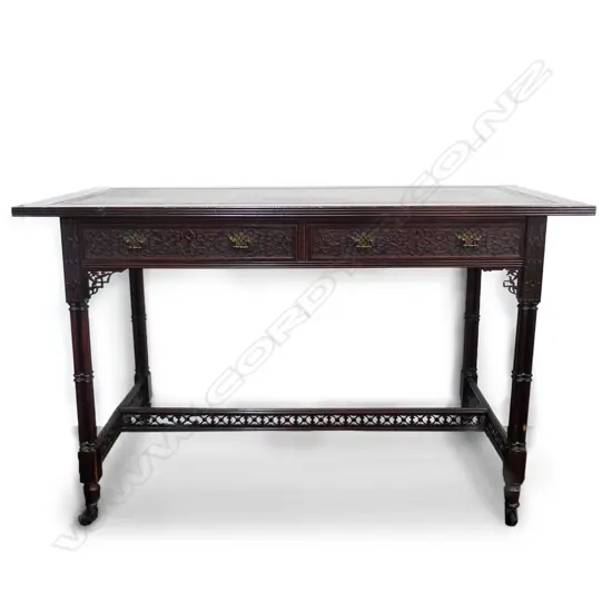 An Edwardian mahogany Chinese Chippendale style desk