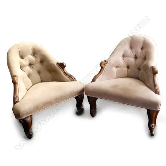 A pair of uncommon Victorian rosewood detailed corner chairs