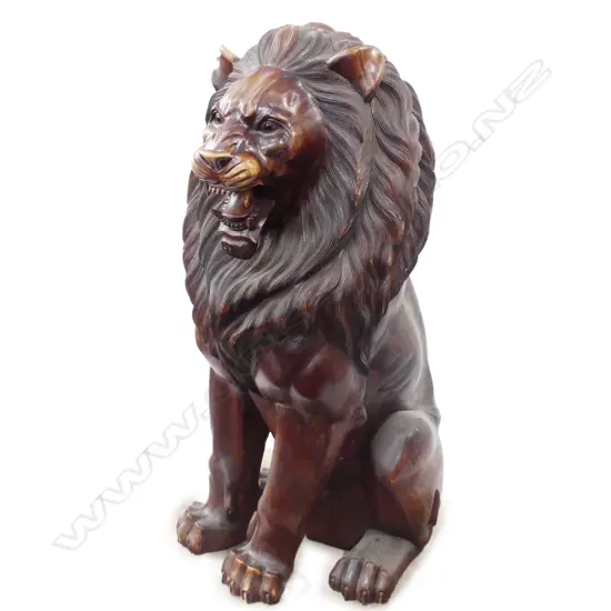 An impressive carved wooden lion