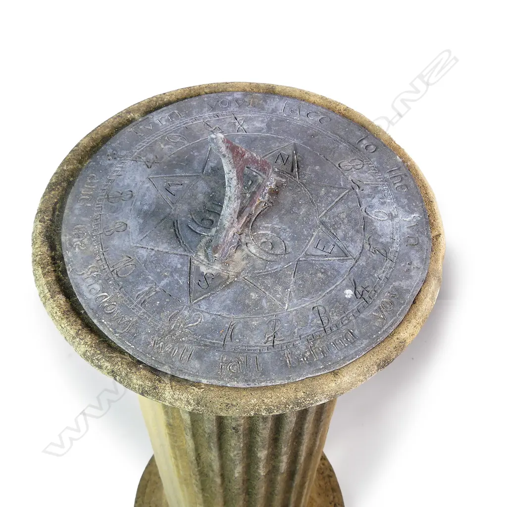 A classical brass Southern hemisphere sundial on a Churchstone Ionic column Image 1++