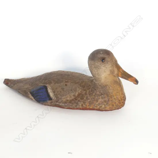 An early 20thC uncommon canvas filled drake duck decoy