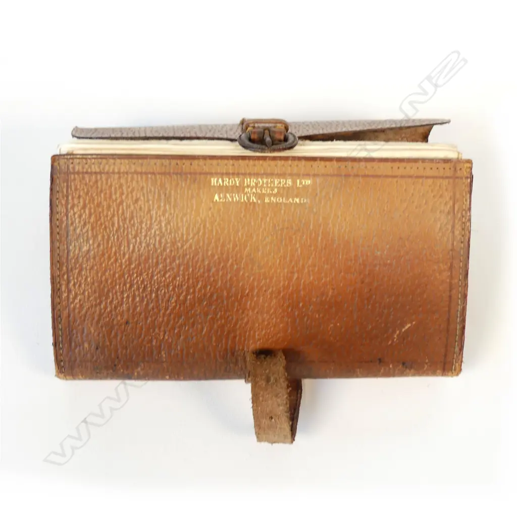 A c.1910 Hardy stitched leather fly fishing wallet Image 1++